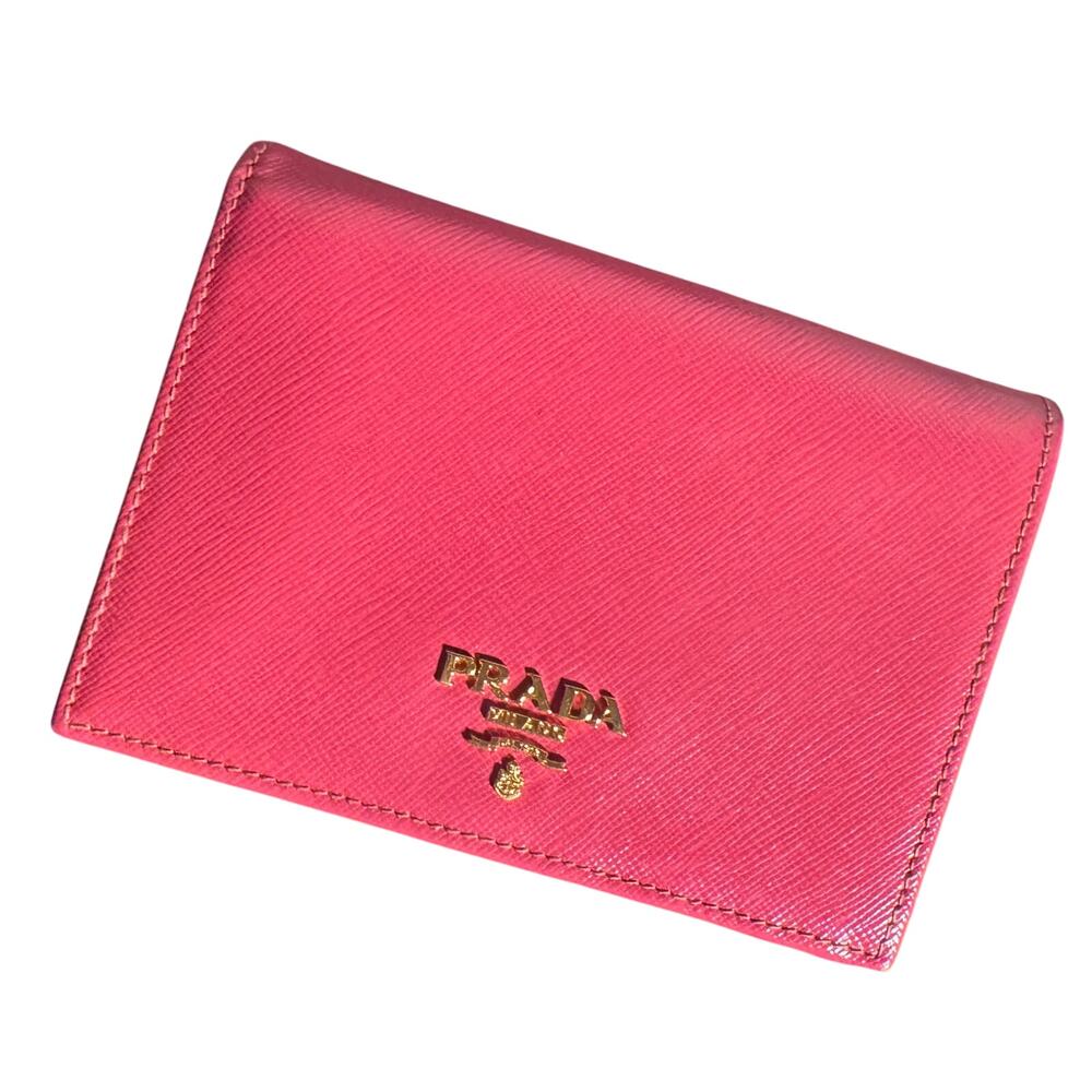 New Auth. Prada Pink Saffiano Leather Compact Wallet